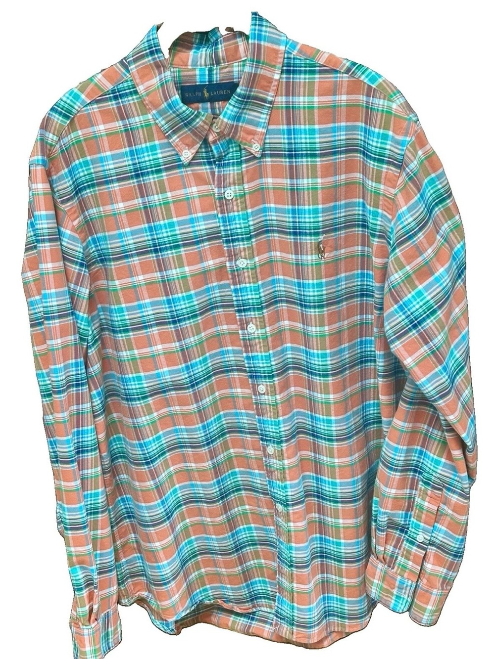 Ralph Lauren Orange/Multi-Color Plaid Button-Down Shirt
